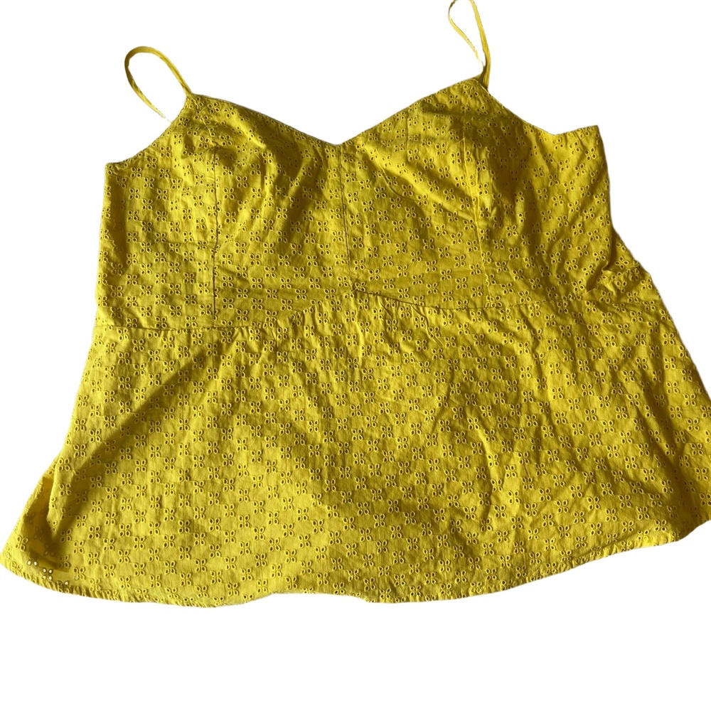 NWT Lane Bryant Yellow Spaghetti Straps Eyelet Fabric Camille Top‎ Size 24